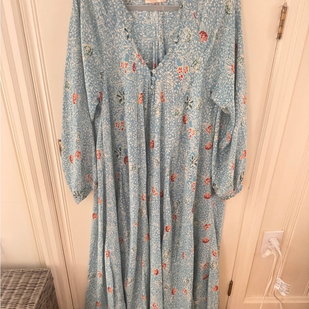 Natalie Martin Silk Blue Maxi Dress